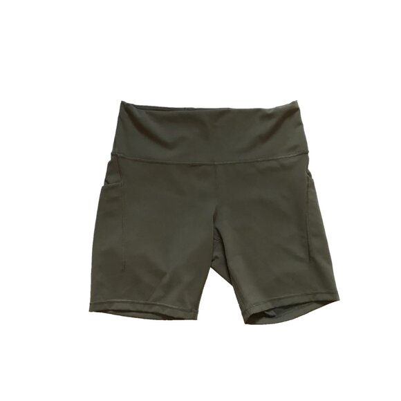 lululemon athletica Pants - Lululemon Wunder Train Bike Shorts Womens 14 Green High Rise 8" Inseam Pockets